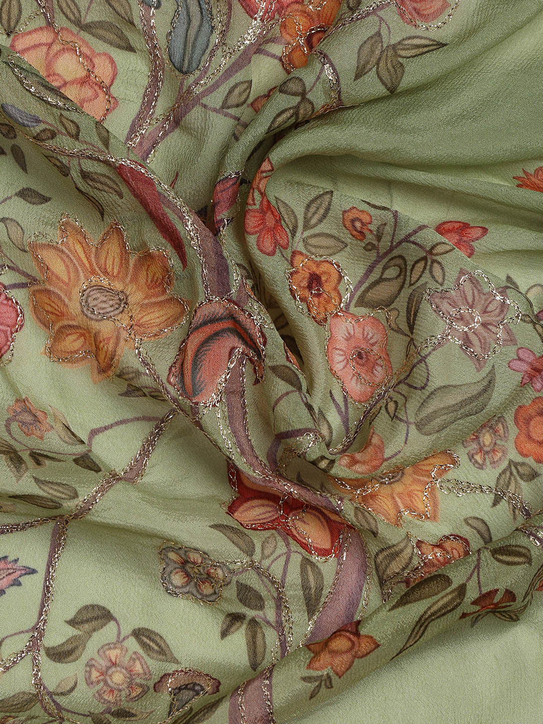 Gota Work Muslin Unstitched Suit Piece With Dupatta