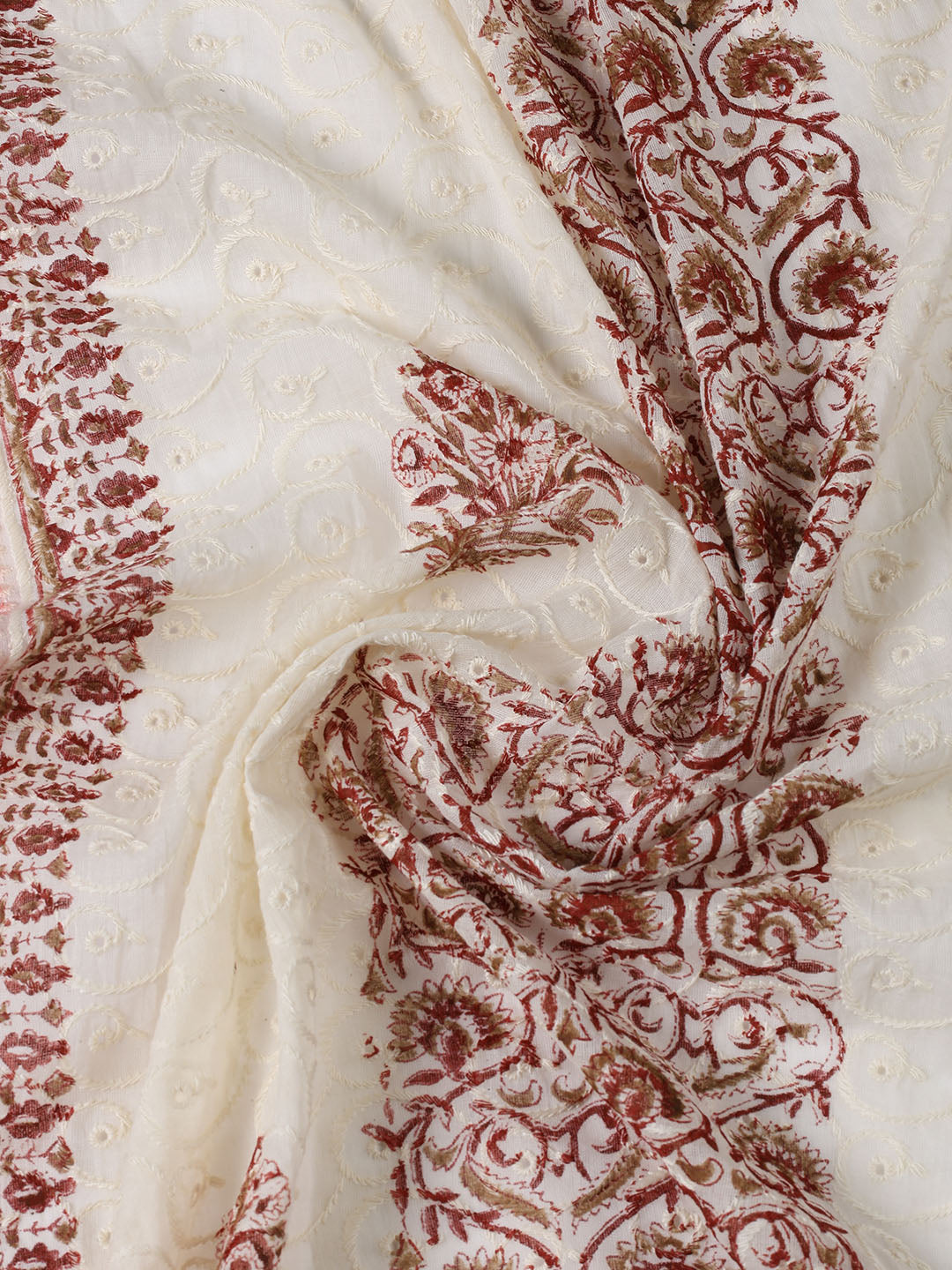 Neck Patti Cotton BlendUnstitched Suit Dupatta