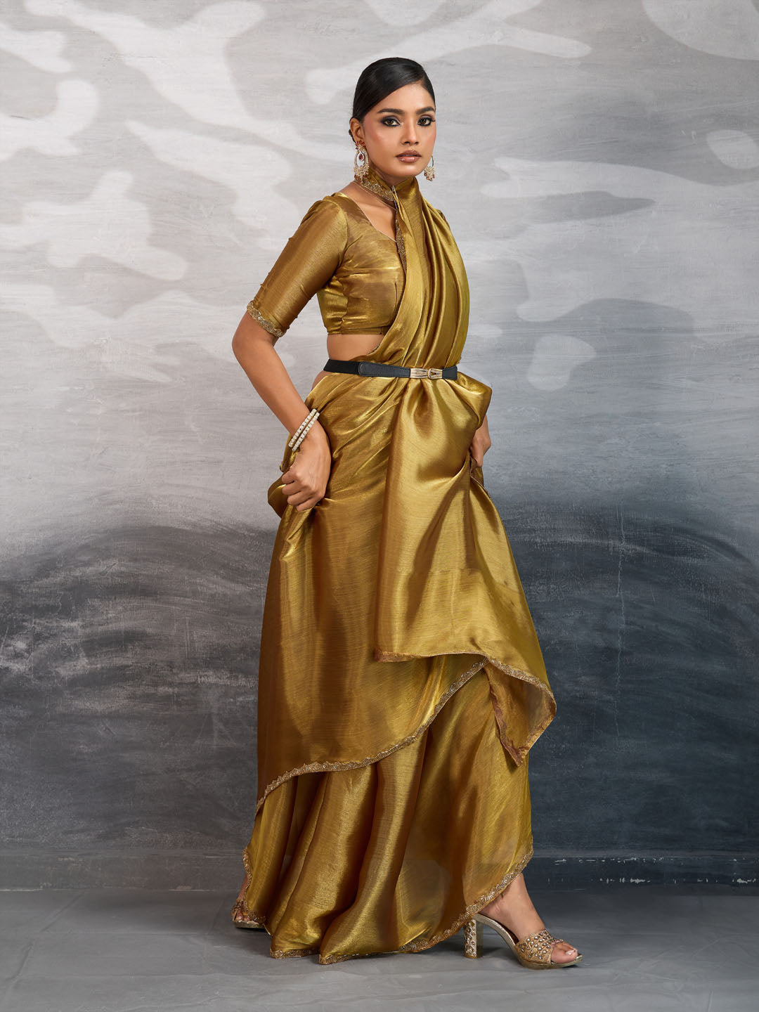 Embroidered Burberry Saree
