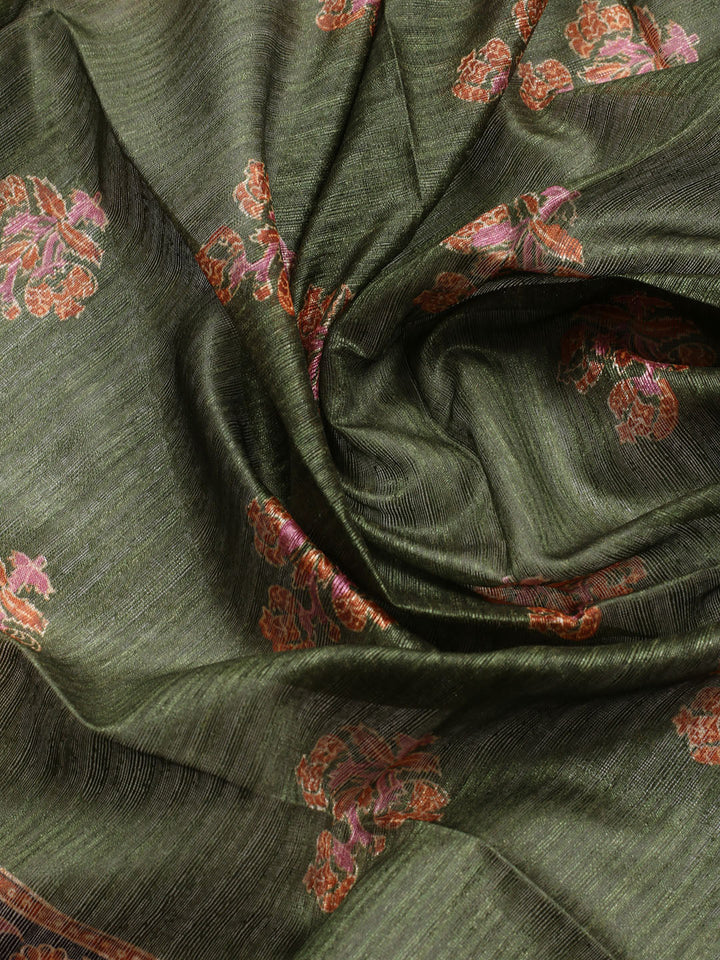 Neck Patti Chanderi Unstitched Suit With Dupatta