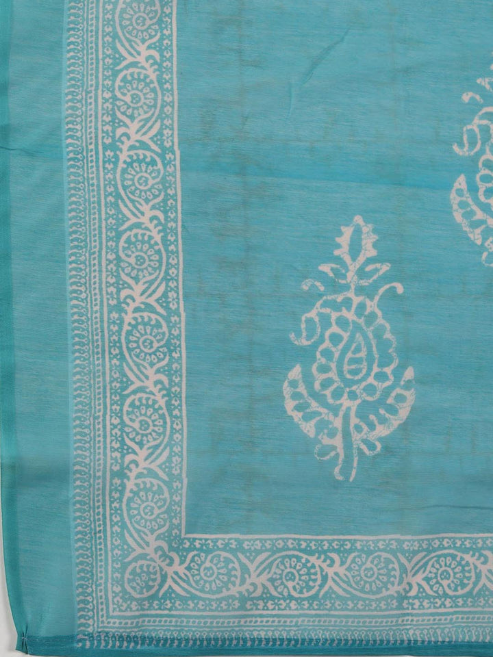 Neck Embroidered Chanderi Unstitched Suit Piece With Dupatta