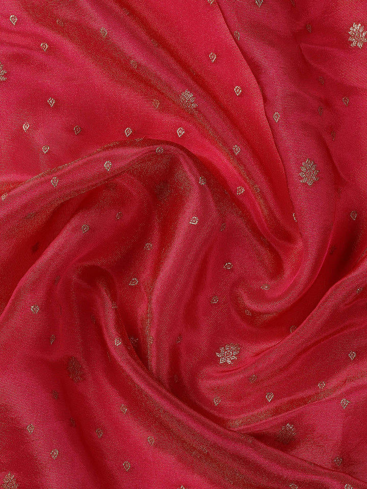 Embroidered Art Silk Unstitched Suit Piece With Dupatta