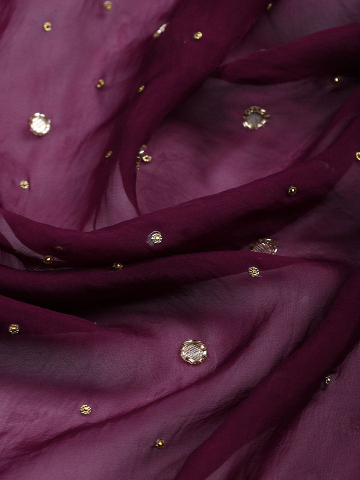 Neck Embroidered Organza Unstitched Suit With Dupatta
