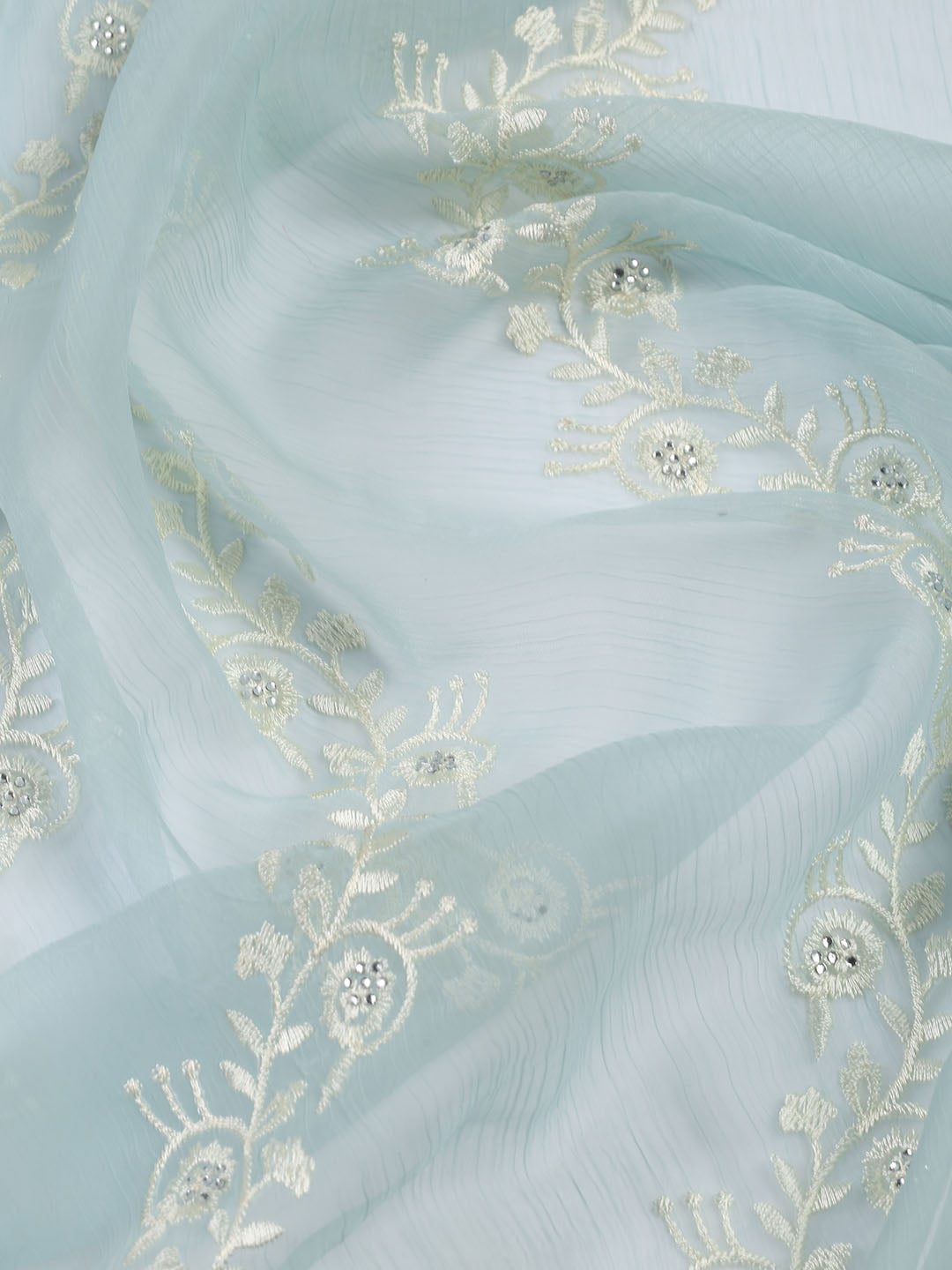 Embroidered Organza Unstitched Suit With Dupatta