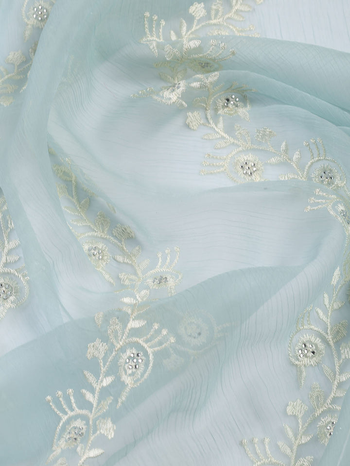 Embroidered Organza Unstitched Suit With Dupatta