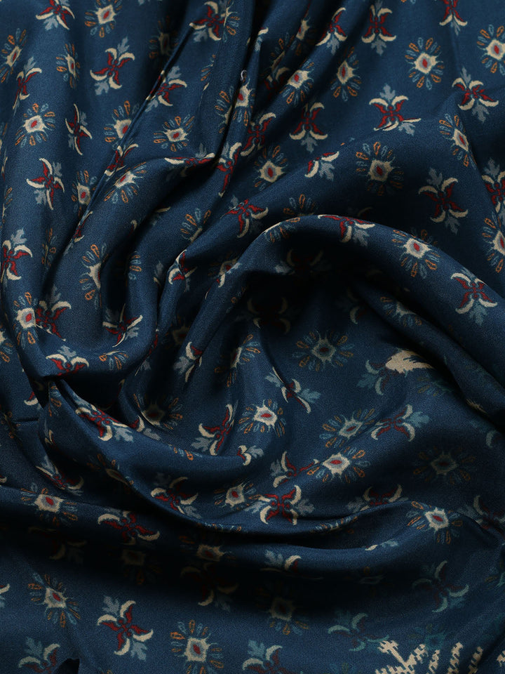 Printed Chanderi Unstitched Suit Piece With Dupatta