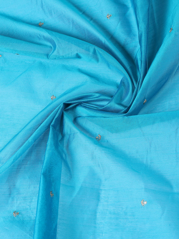 Neck Embroidered Chanderi Unstitched Suit Piece With Dupatta