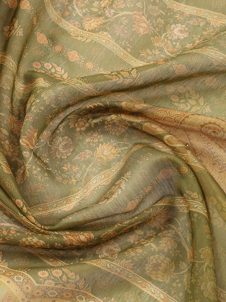 Embroidered Chanderi Unstitched Suit With Dupatta