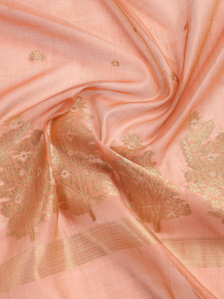 Jamdani Work Chanderi Unstitched Suit Piece With Dupatta