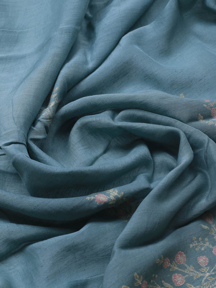 Embroidery Linen Unstitched Suit With Dupatta