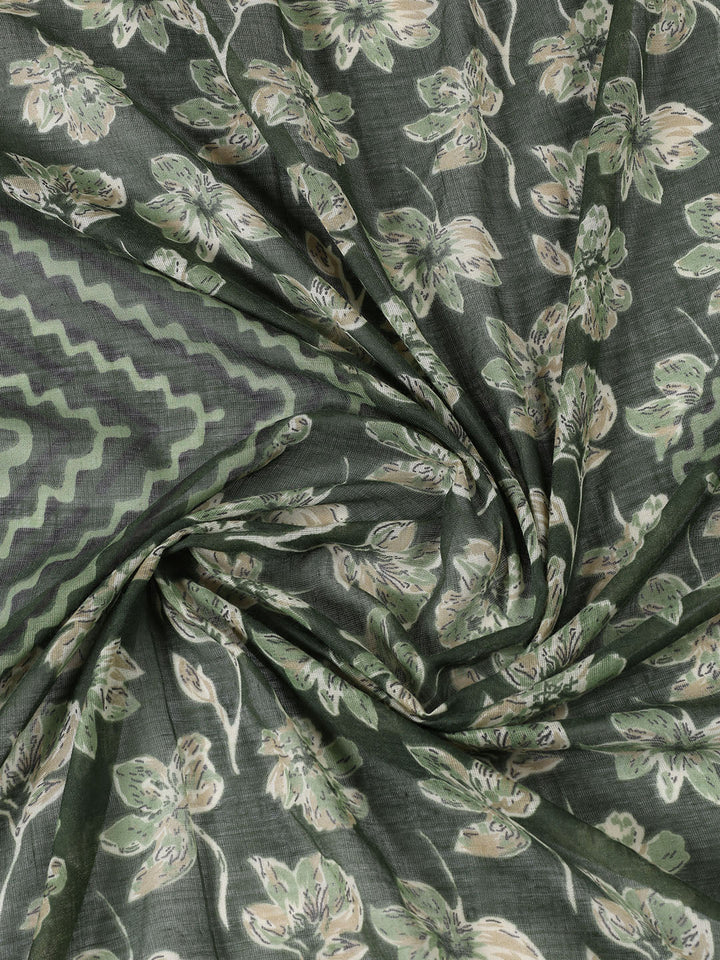 Printed Cotton Blend Unstitched Suit With Dupatta