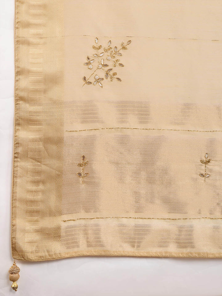 Gotta Patti Woven Border Linen Saree