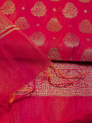 Woven Chanderi Unstitched Suit Piece With Dupatta