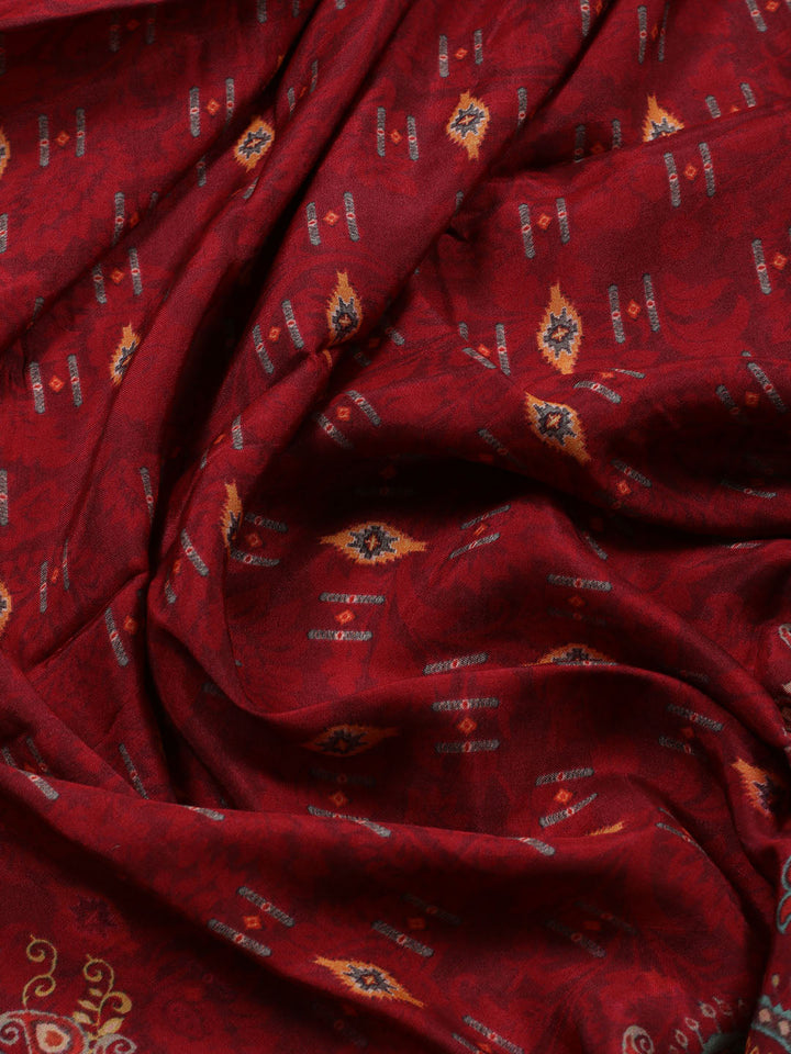 Neck Work Chanderi Unstitched Suit Piece With Dupatta