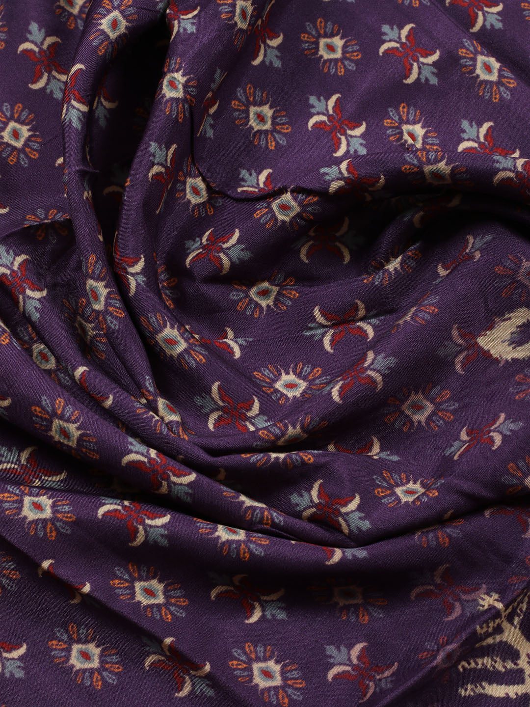 Printed Chanderi Unstitched Suit Piece With Dupatta