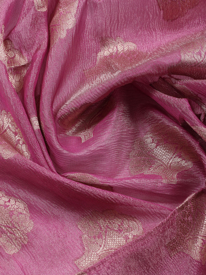 Neck Embroidered Tissue Unstitched Suit Piece With Dupatta