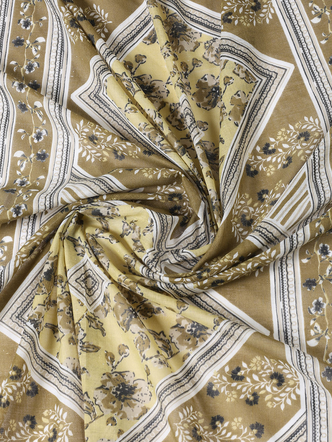 Neck Patti Cotton Blend Unstitched Suit With Dupatta