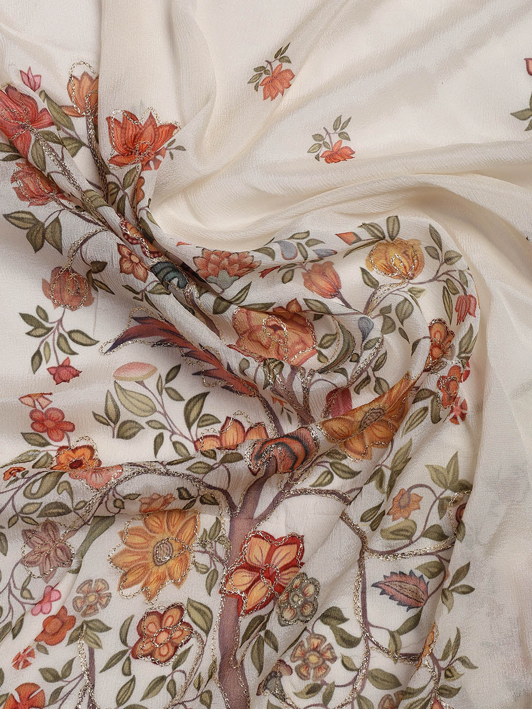 Gota Work Muslin Unstitched Suit Piece With Dupatta