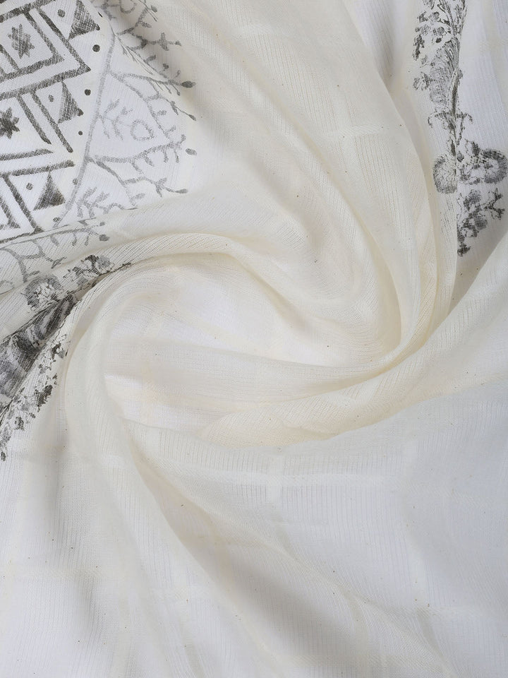 Neck Work Cotton Blend Unstitched Suit With Dupatta