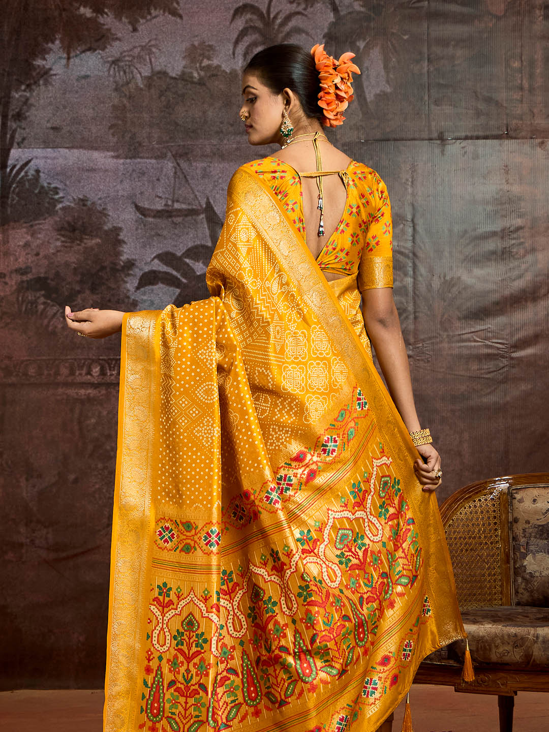 Bandhani Printed Art Silk Saree