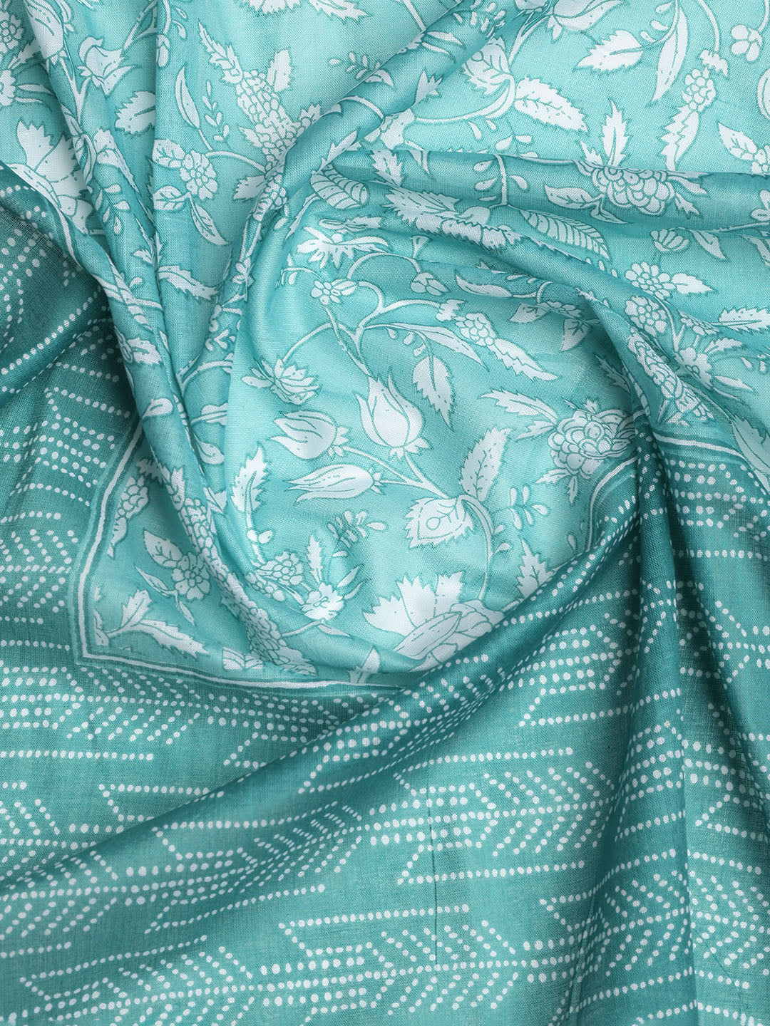 Printed Cotton Blend Unstitched Suit With Dupatta