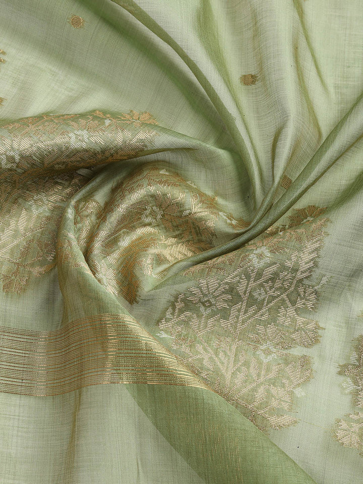 Jamdani Work Chanderi Unstitched Suit Piece With Dupatta