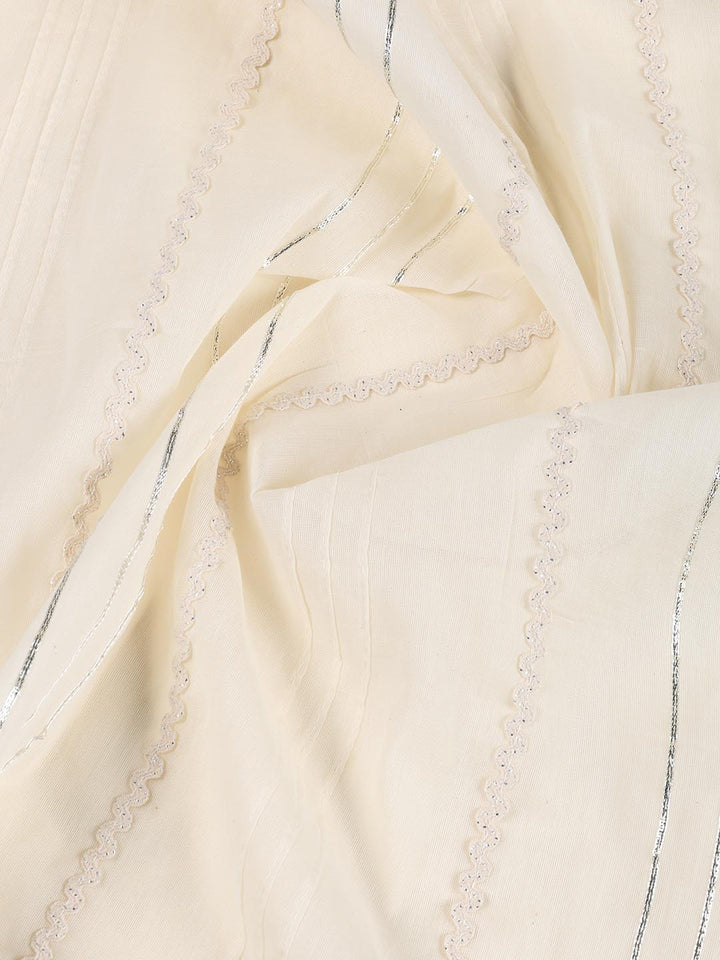 Neck Embroidered Chanderi Unstitched Suit Piece With Dupatta