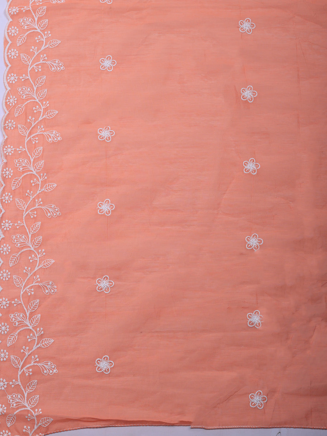 Embroidered Chanderi Unstitched Suit With Pant &amp; Dupatta