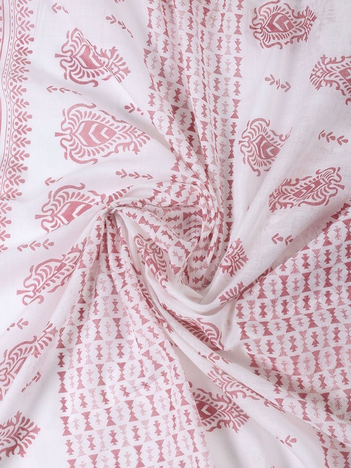 Printed Cotton Blend Unstitched Suit With Dupatta
