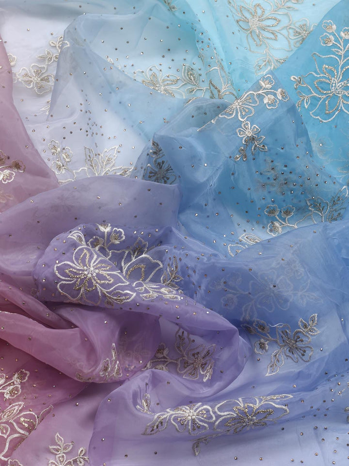 Neck Embroidery Organza Unstitched Suit Piece With Dupatta
