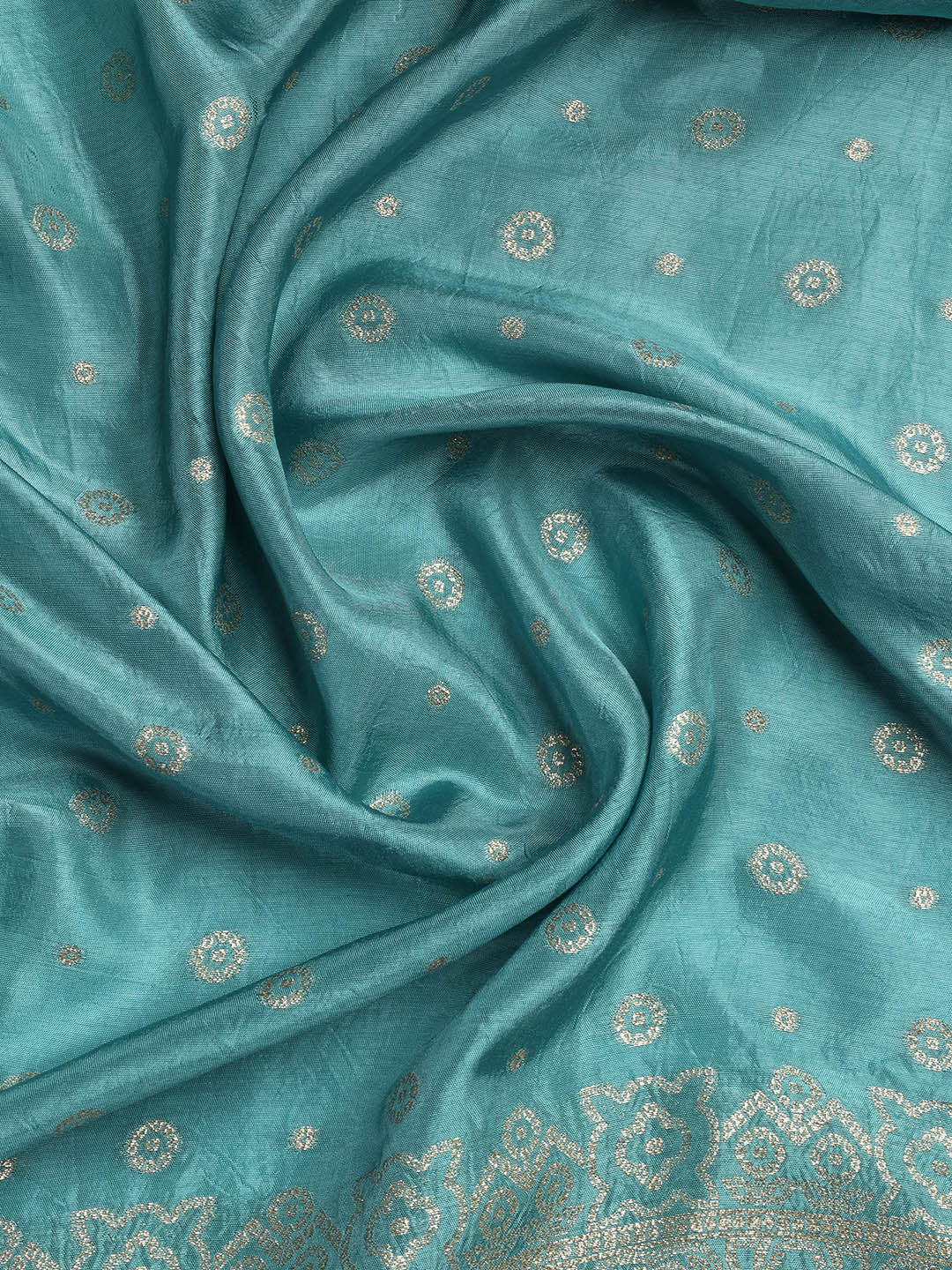 Embroidered Art Silk Unstitched Suit Piece With Dupatta
