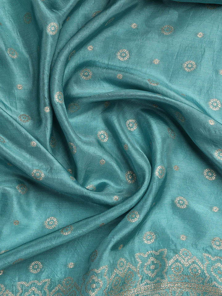 Embroidered Art Silk Unstitched Suit Piece With Dupatta