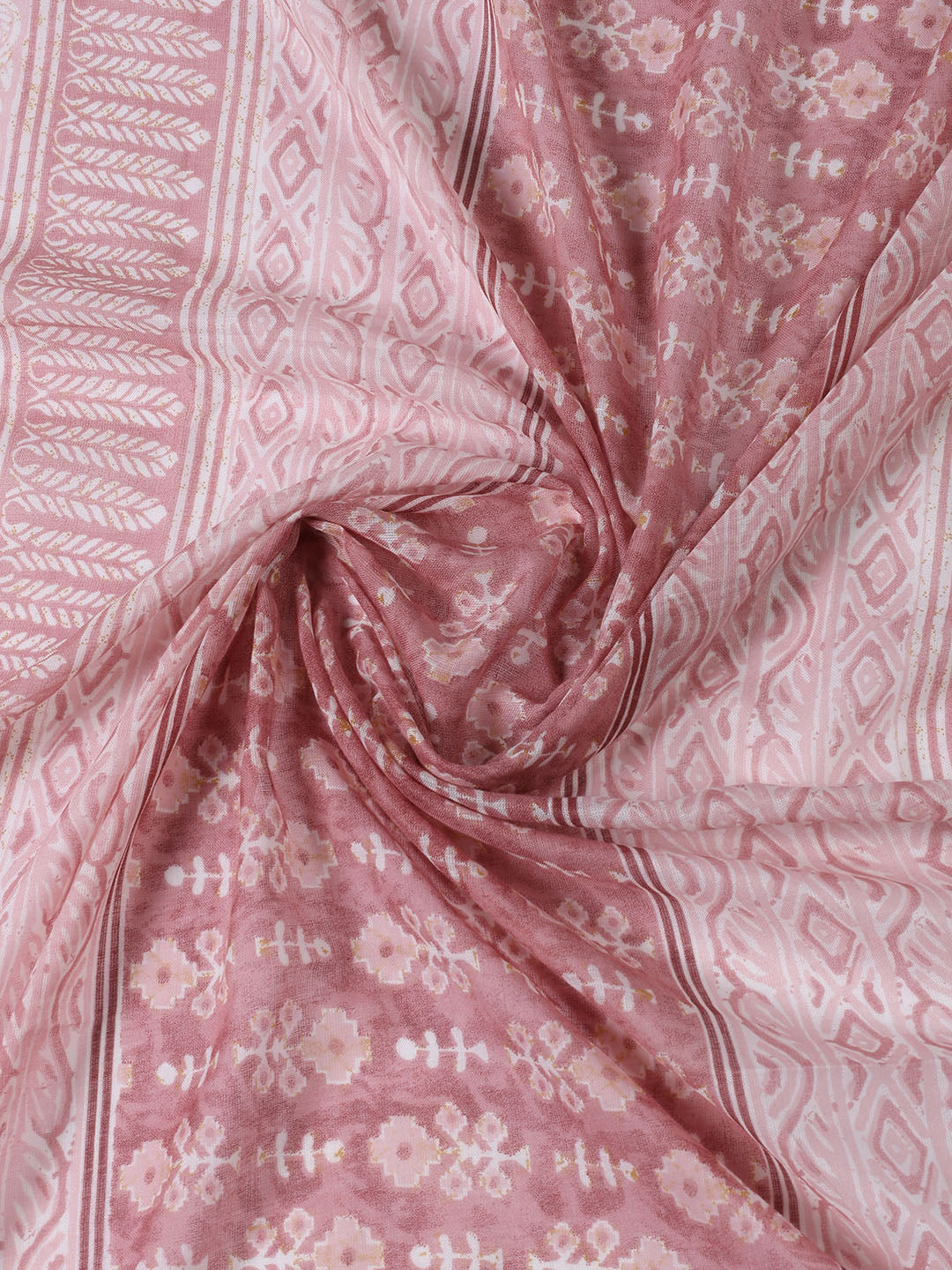 Neck Patti Cotton Blend Unstitched Suit With Dupatta