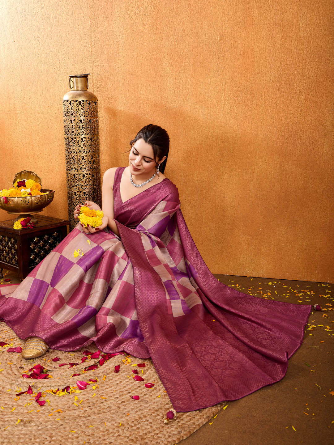 Zari Border Booti Woven Art Silk Saree