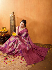 Zari Border Booti Woven Art Silk Saree