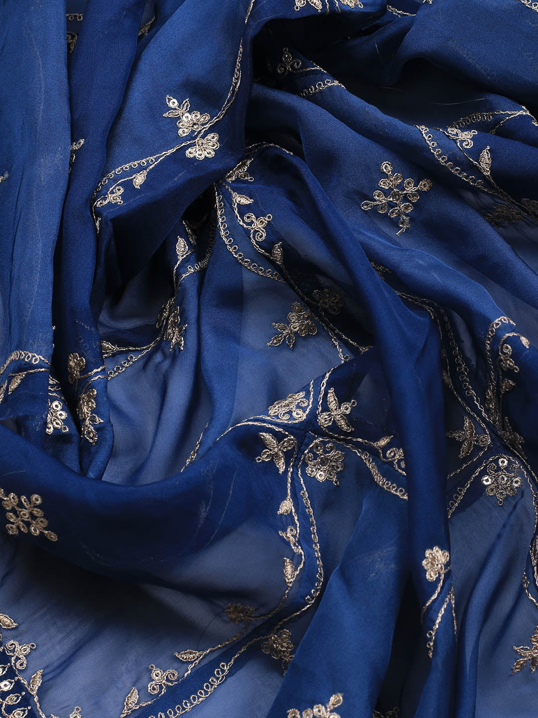 Embroidered Art Silk Unstitched Suit Piece With Dupatta