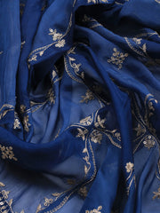 Embroidered Art Silk Unstitched Suit Piece With Dupatta