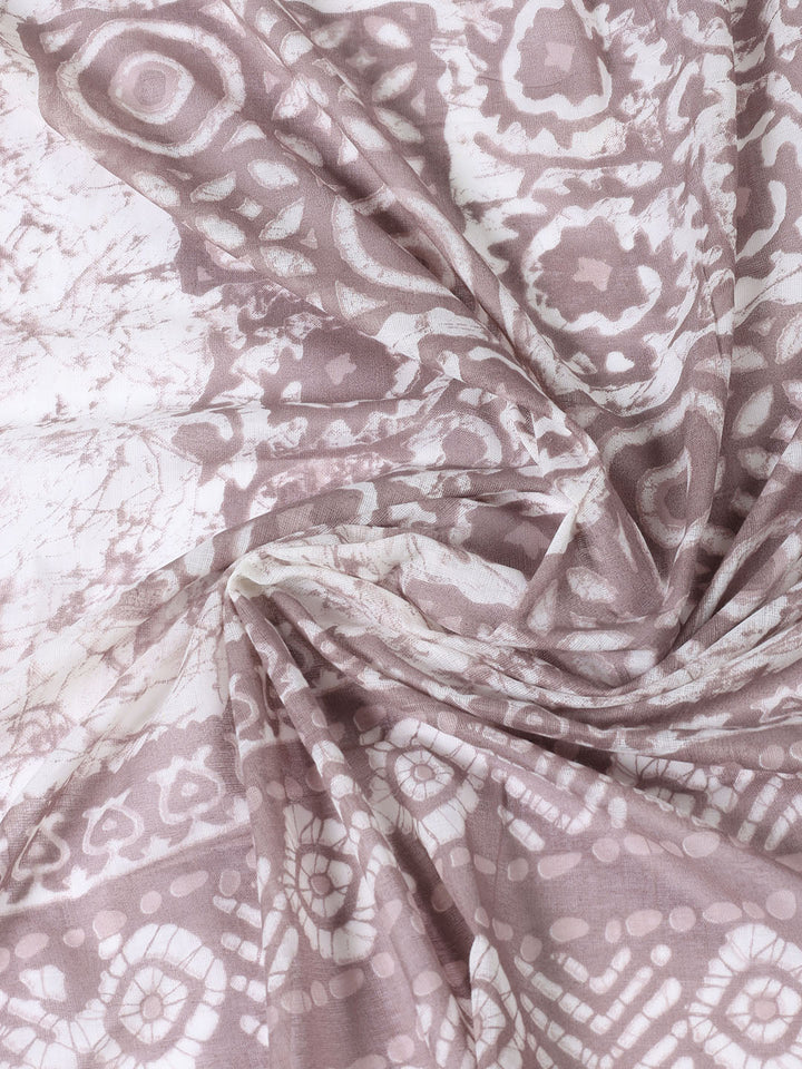 Printed Cotton Blend Unstitched Suit With Dupatta