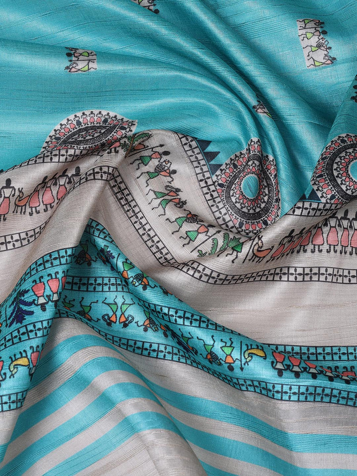 Printed Art Tussar Unstitched Suit With Dupatta