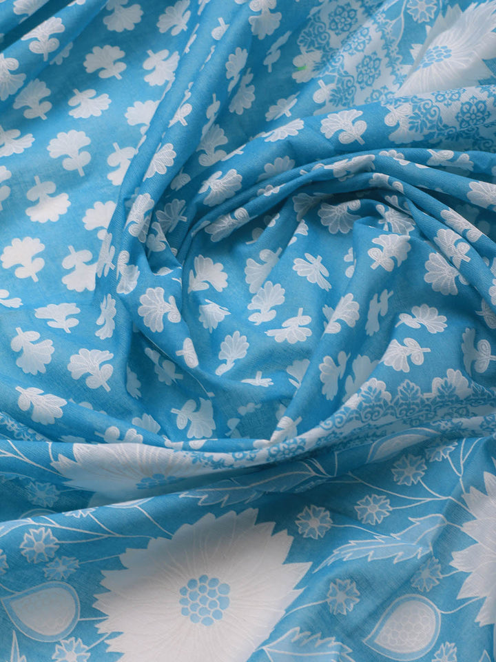 Printed Cotton Blend Unstitched Suit With Dupatta
