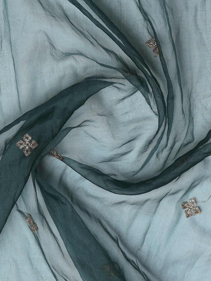 Neck Embroidery Organza Unstitched Suit Piece With Dupatta