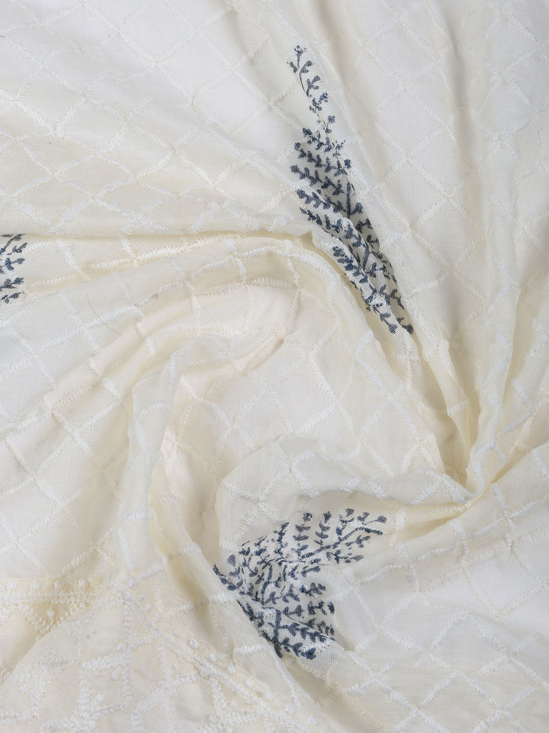 Neck Work Cotton Blend Unstitched Suit With Dupatta