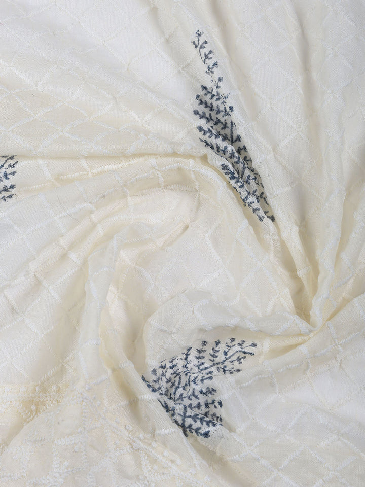 Neck Work Cotton Blend Unstitched Suit With Dupatta