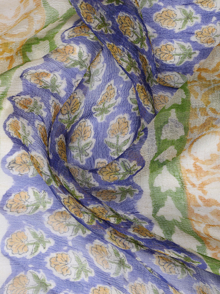 Printed Cotton Blend Unstitched Suit With Dupatta