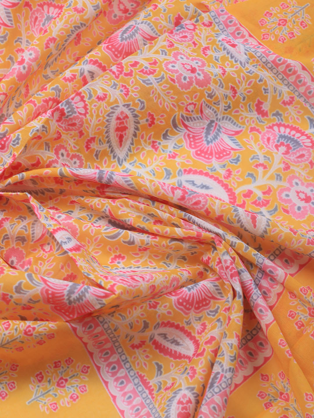 Printed Cotton Blend Unstitched Suit Piece With Dupatta