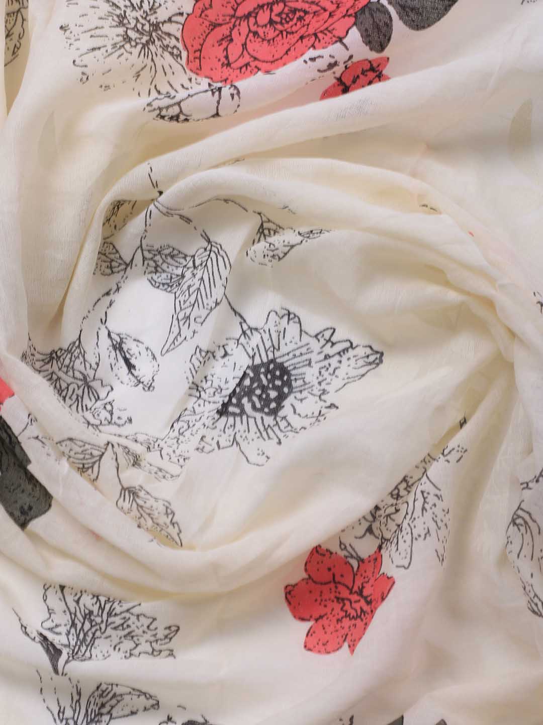 Patch Neck Cotton Blend Unstitched Suit Piece With Dupatta