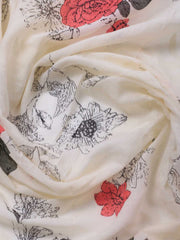 Patch Neck Cotton Blend Unstitched Suit Piece With Dupatta
