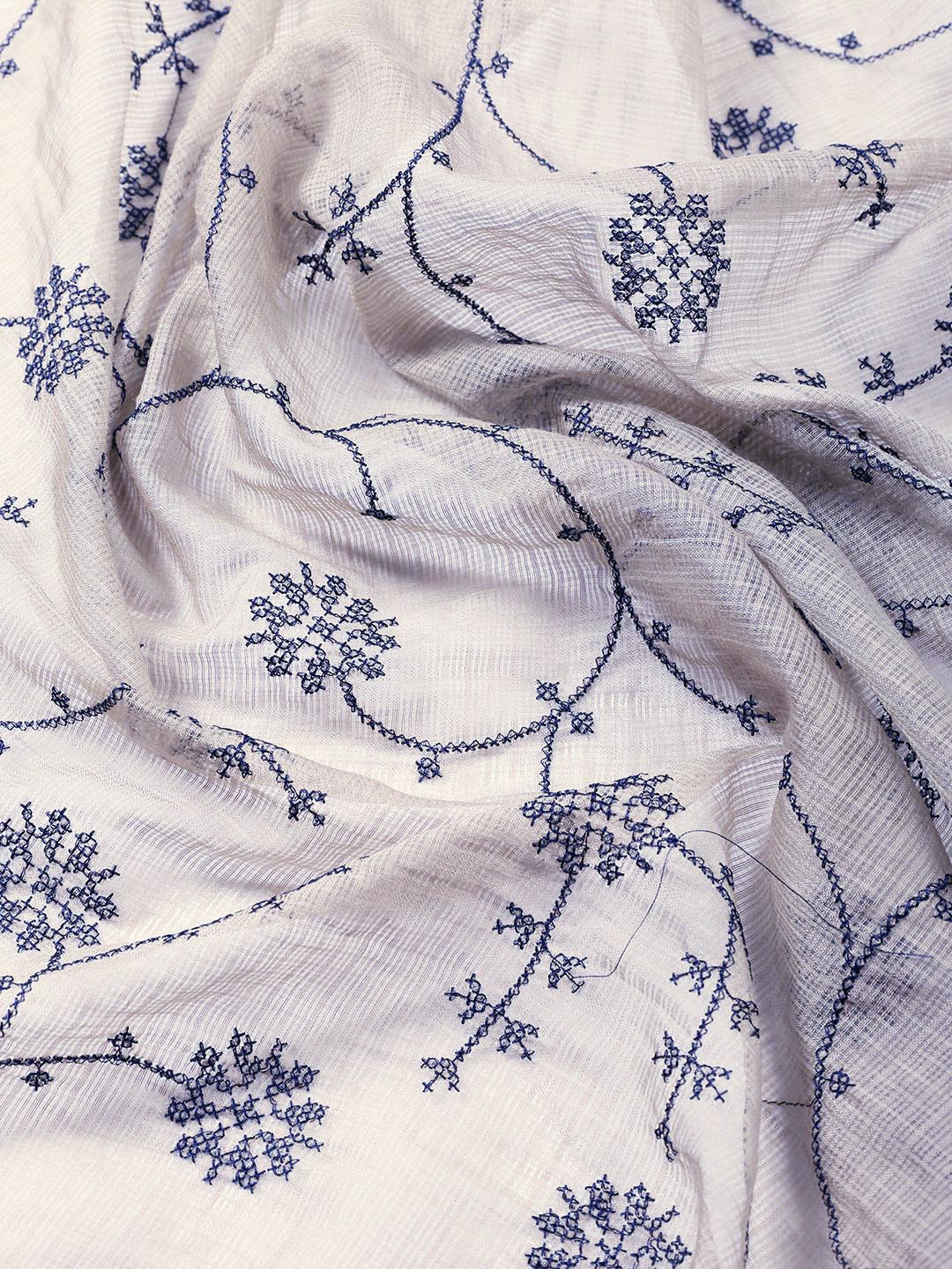 Neck Embroidered Cotton Blend Unstitched Suit Piece With Dupatta