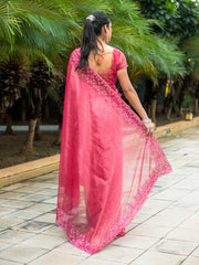 Embroidered Net Saree