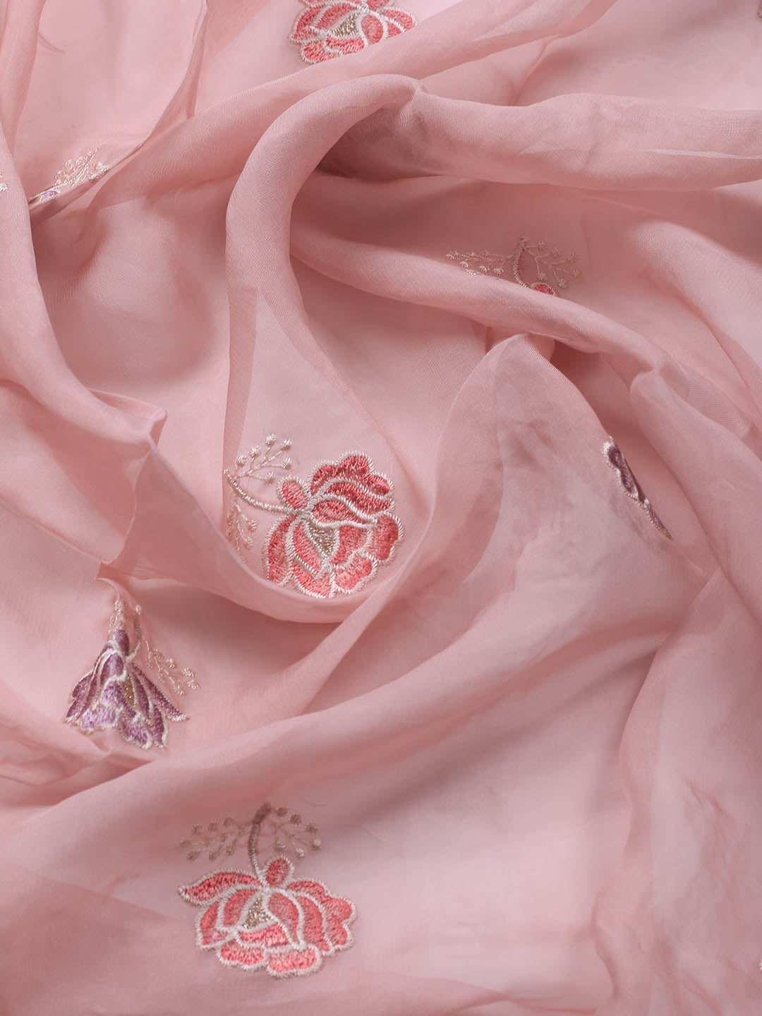 Neck Embroidery Organza Unstitched Suit Piece With Dupatta